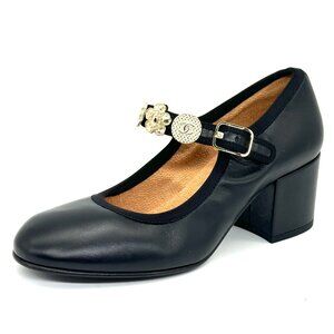 CHANEL 24A Metiers D'Art Leather Mary Jane Camellia CC Charm Pumps Heels